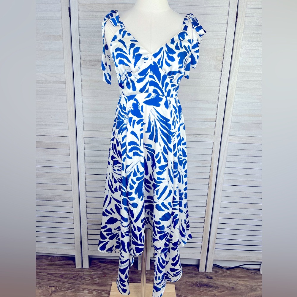 Alexis White and Blue Floral Midi Dress